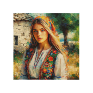 Young Croatian woman from Dalmatia Wood Wall Art