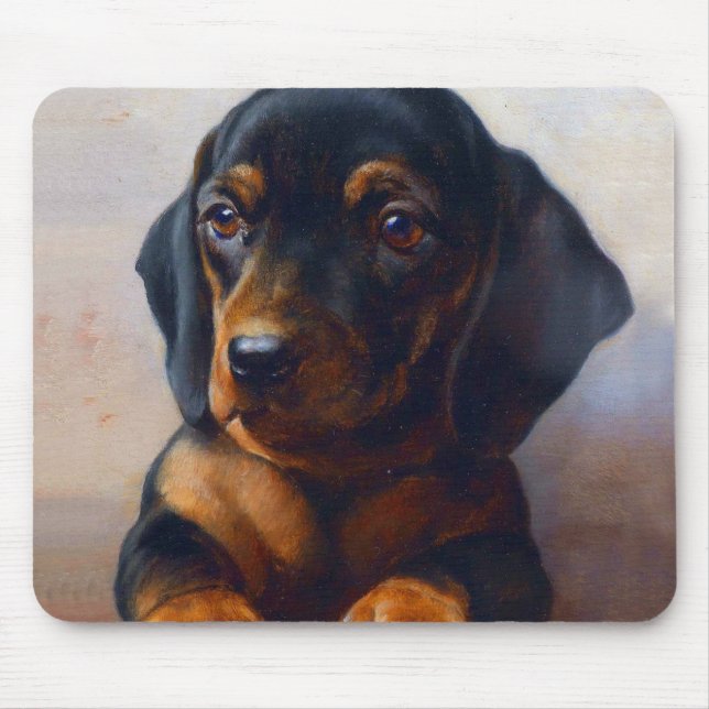 Young Dachshund by Carl Reichert Mouse Pad (Front)