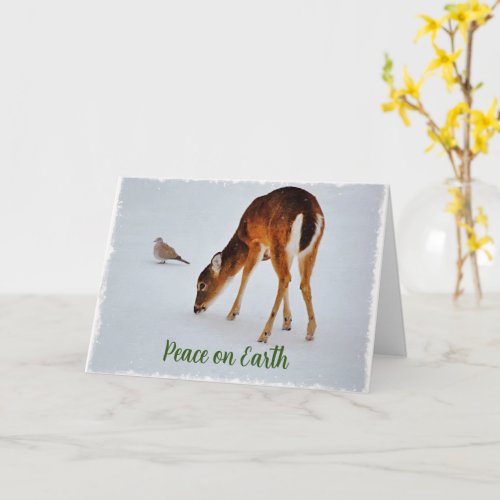 Young Deer and Dove Faith Peace on Earth Christmas Card