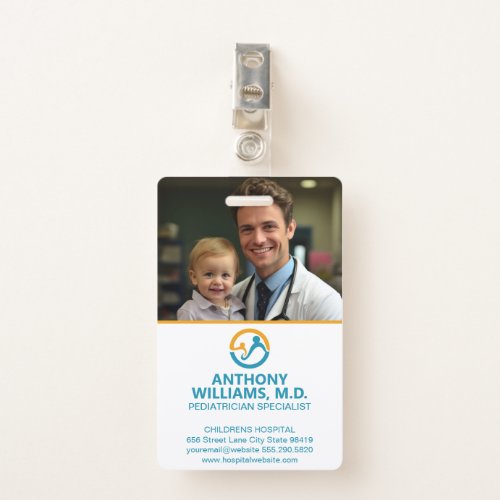 Young Doctor Holding Smiling Child Badge