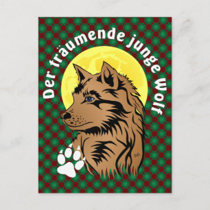 young dreaming wolf postcard