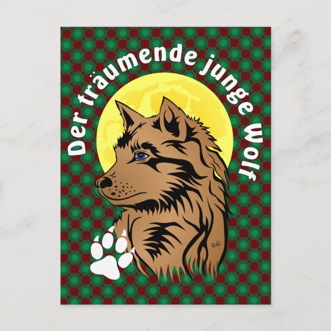 young dreaming wolf postcard (Front)