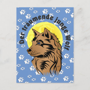 young dreaming wolf postcard