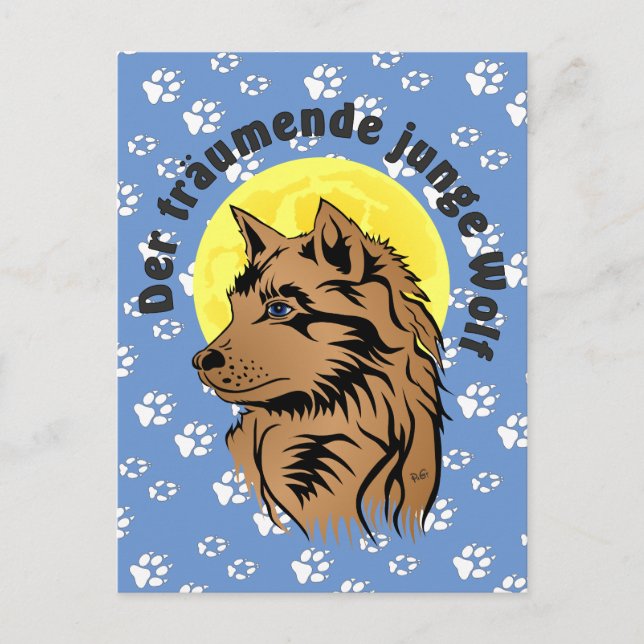 young dreaming wolf postcard (Front)
