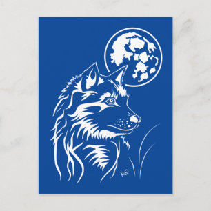 young dreaming wolf postcard