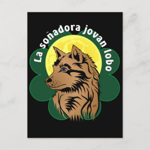 young dreaming wolf postcard