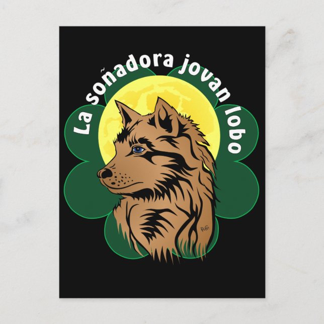 young dreaming wolf postcard (Front)