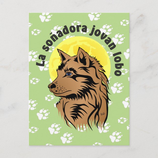 young dreaming wolf postcard (Front)