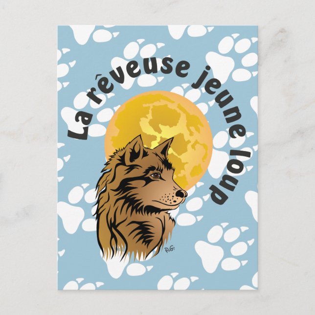 young dreaming wolf postcard (Front)