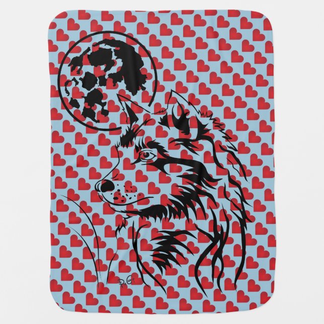 young dreamy wolf swaddle blanket (Front)