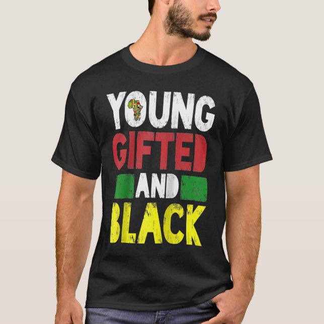 Young ed And Black African Pride Black History Mon T-Shirt (Front)