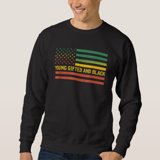 Young Ed And Black History Us Flag African America Sweatshirt (Front)