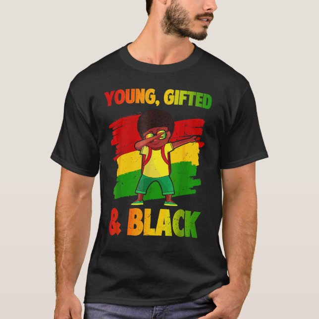 Young Ed & Black History Month Kids Cute Dabbing B T-Shirt (Front)
