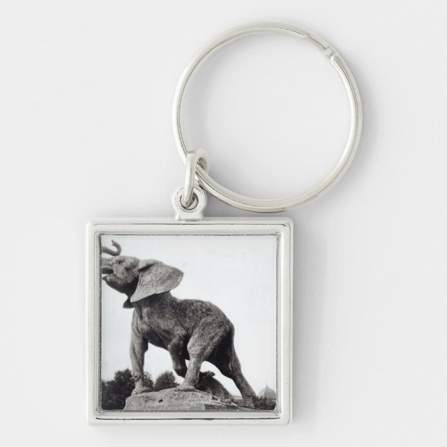 Young Elephant Caught in a Trap Keychain (Front)