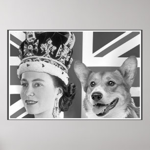 Young Elizabeth II and her Corgi Poster
