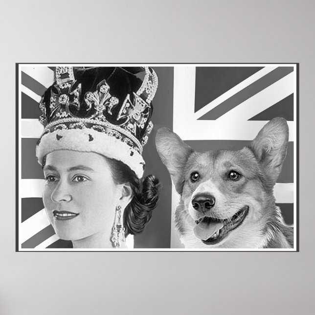 Young Elizabeth II and her Corgi Poster (Front)