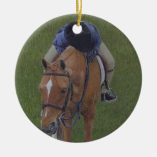 Young Equestrian Rider and Pony Ceramic Ornament