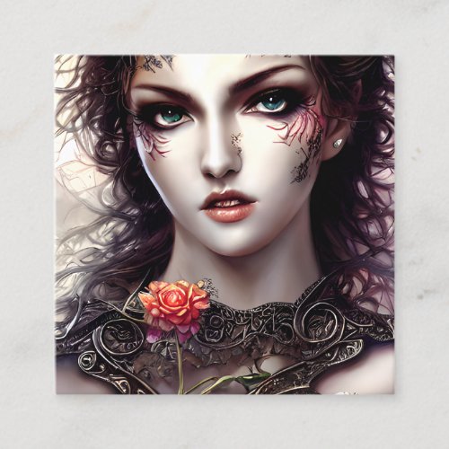 Young Extremely Gorgeous Feminine Woman Knight wit Square Business Card