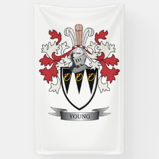 Young Family Crest Coat of Arms Banner