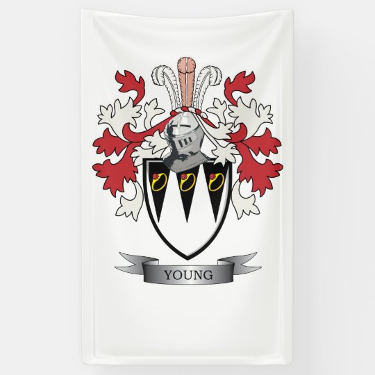 Young Family Crest Coat of Arms Banner