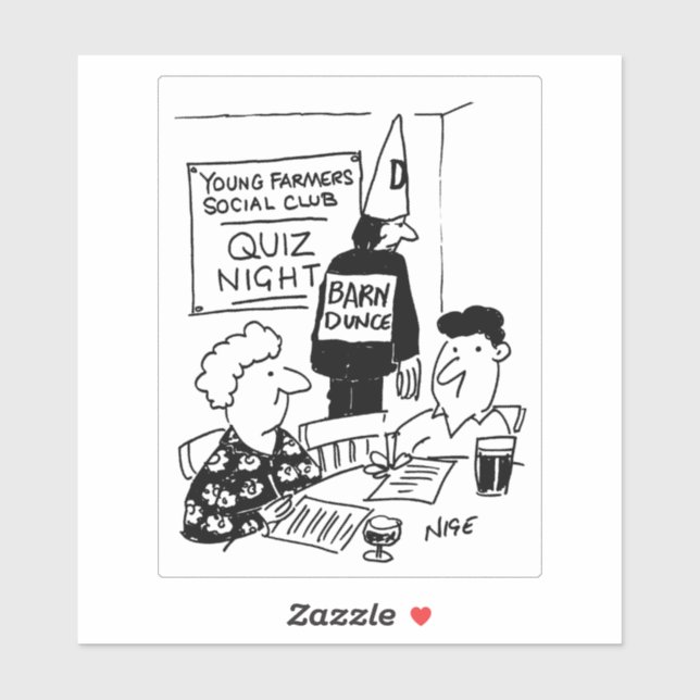 Young Farmers Night Dunce Cartoon. Sticker (Sheet)