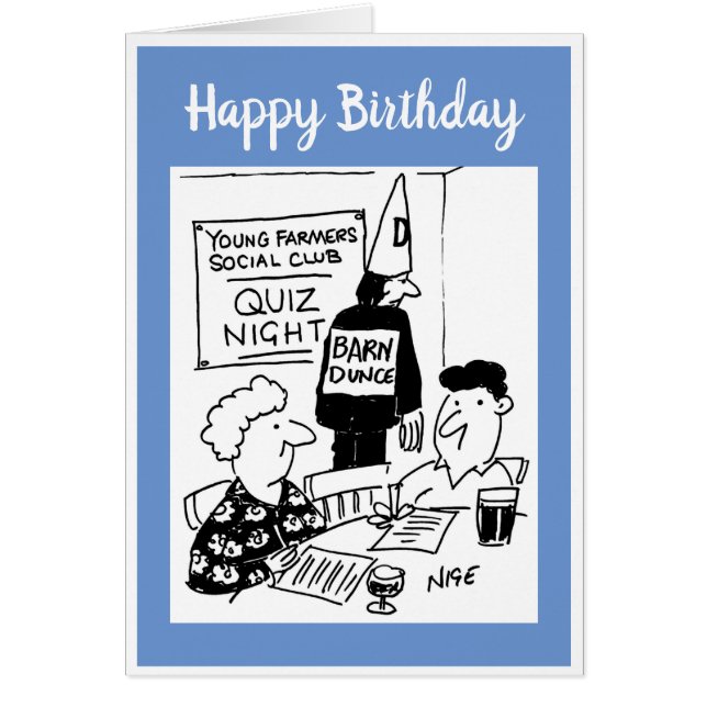Young Farmers Quiz Night Cartoon Cards (Front)