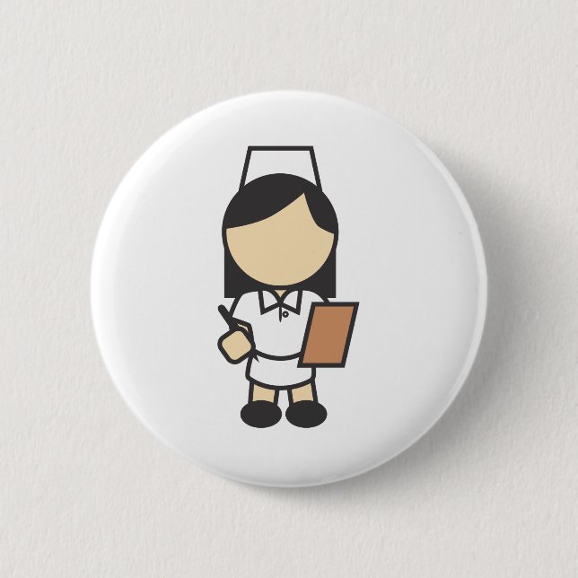 Young Female Nurse Icon Pinback Button (Front)