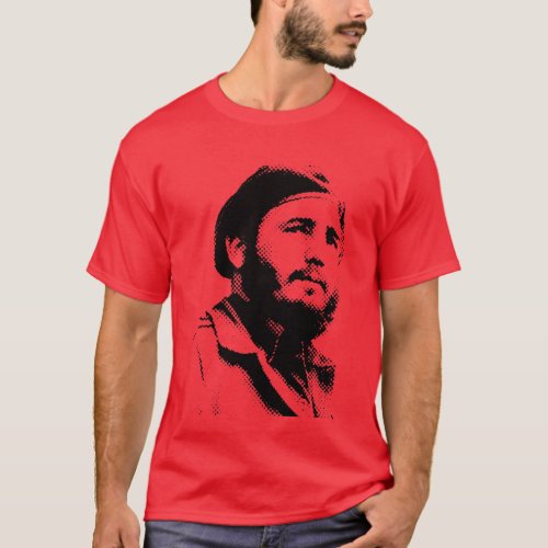 Young Fidel with a dreamy look t_shirt