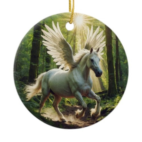 Young Forest Pegasus  Ceramic Ornament