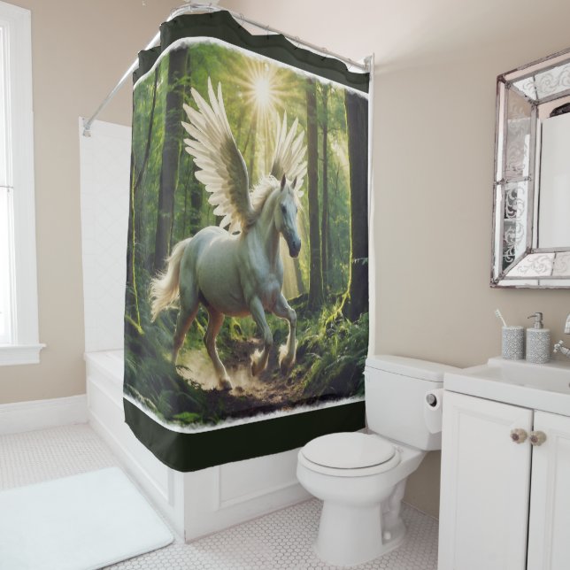 Young Forest Pegasus  Shower Curtain (In Situ)