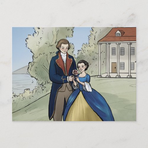 Young George and Martha Washington at Mount Vernon Postcard