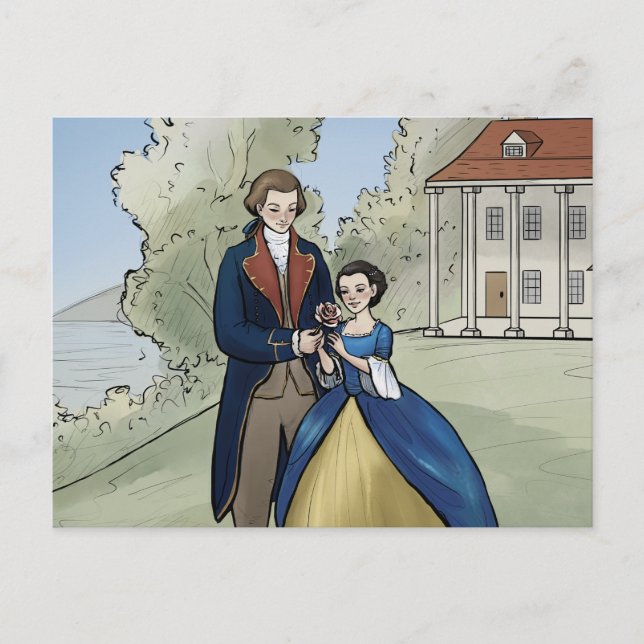 Young George and Martha Washington at Mount Vernon Postcard (Front)