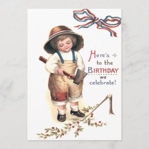 Young George Washington Chopping Down Cherry Tree Invitation