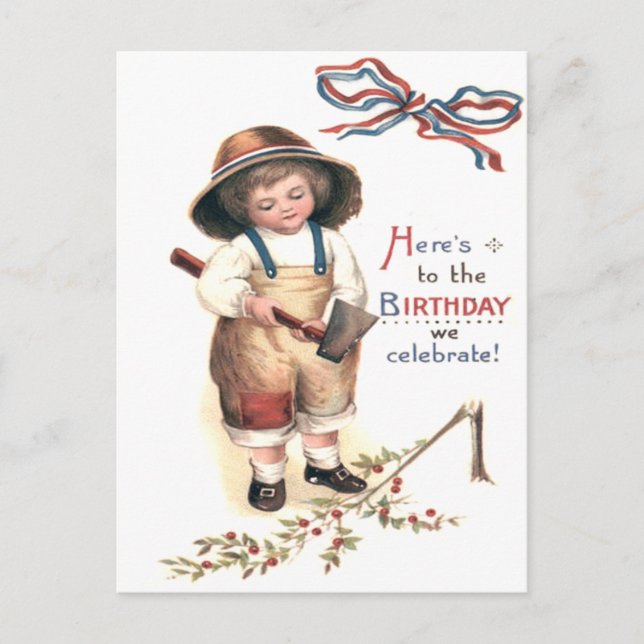 Young George Washington Chopping Down Cherry Tree Postcard (Front)