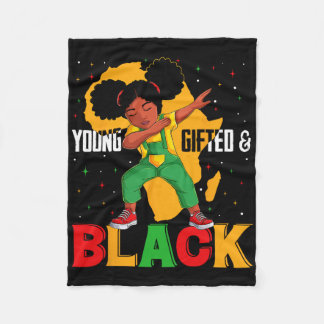 Young Gifted And Black Dabbing Girl Black History Fleece Blanket