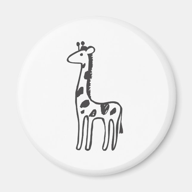 Young Giraffe in Black and White Sketch Magnet (Front)