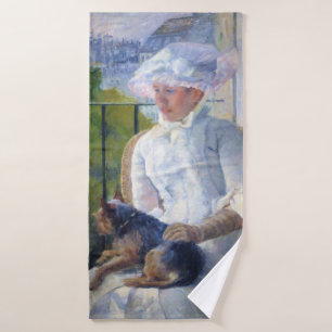 Young Girl and Her Dog, Mary Cassatt Bath Towel