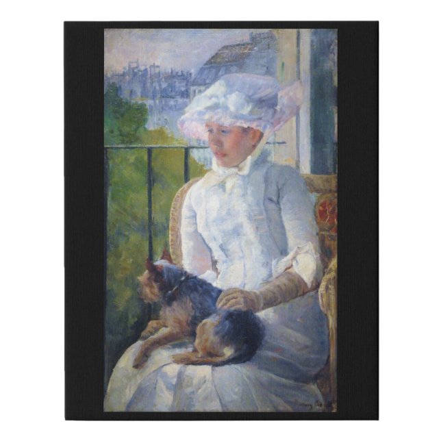 Young Girl and Her Dog, Mary Cassatt Faux Canvas Print (Front)