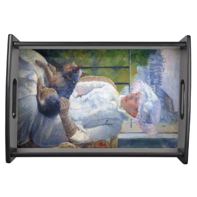 Young Girl and Her Dog, Mary Cassatt Serving Tray (Front)