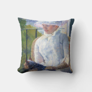 Young Girl and Her Dog, Mary Cassatt Throw Pillow