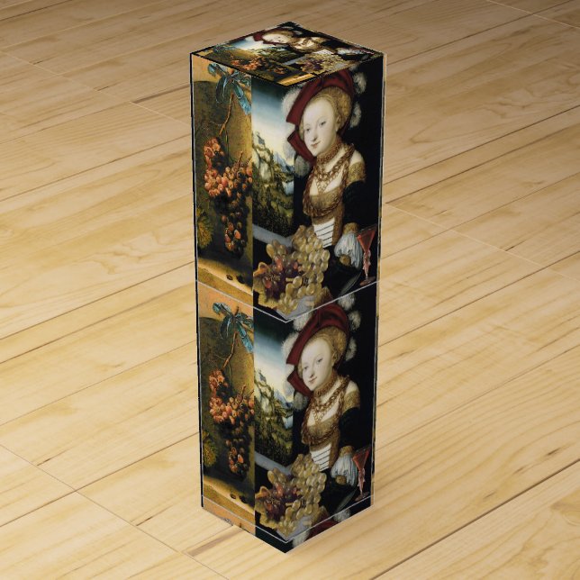 YOUNG GIRL ANTIQUE GRAPE VINEYARD AND WINE BOX (Front)
