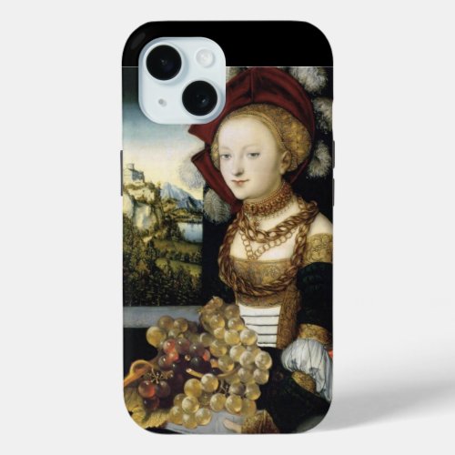 YOUNG GIRL ANTIQUE VINEYARD GRAPES AND WINE iPhone 15 CASE