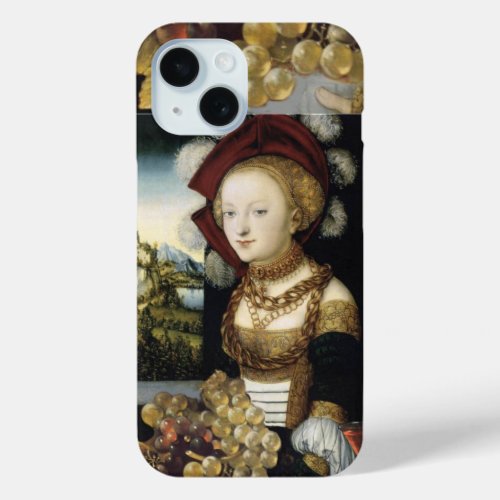 YOUNG GIRL ANTIQUE VINEYARD GRAPES AND WINE iPhone 15 CASE