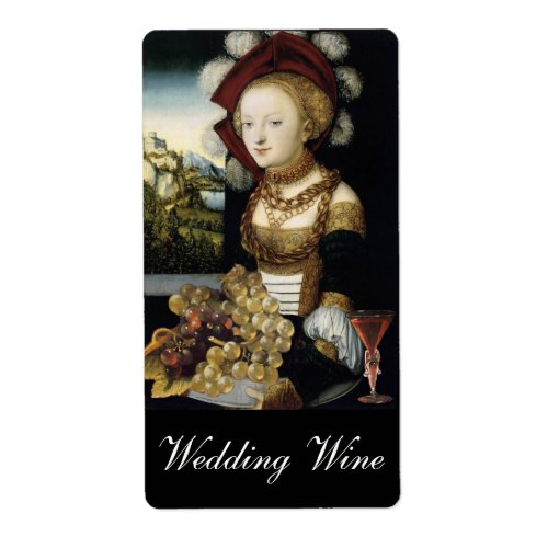 YOUNG GIRL ANTIQUE VINEYARD GRAPES WEDDING WINE LABEL