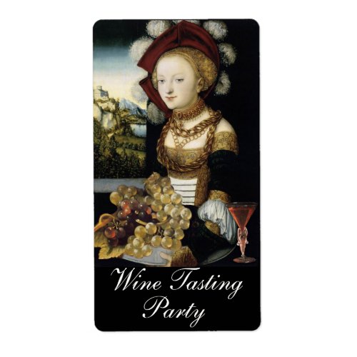 YOUNG GIRL ANTIQUE VINEYARD GRAPES WINE TASTING LABEL