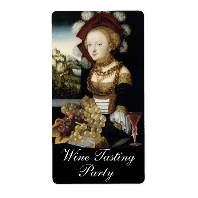YOUNG GIRL ,ANTIQUE VINEYARD GRAPES WINE TASTING LABEL (Front)