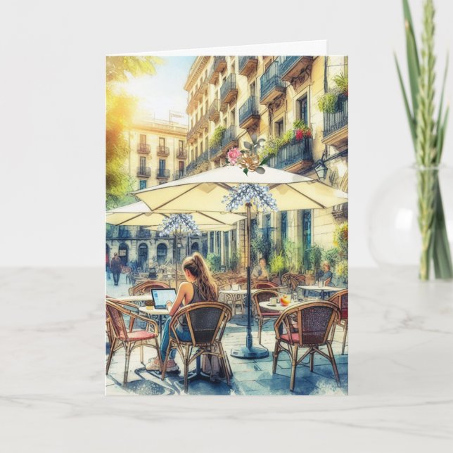 Young Girl Away at School  Card (Front)