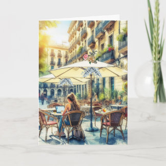 Young Girl Away at School Card