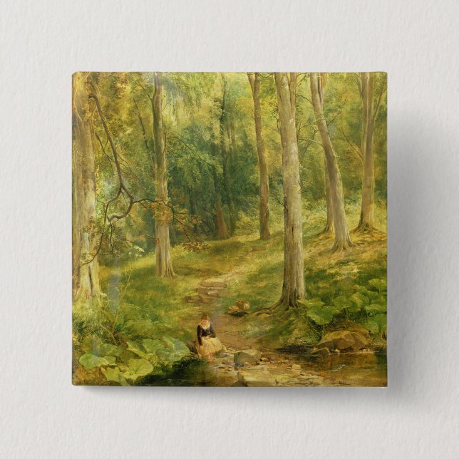 Young Girl Bathing her Feet Button (Front)