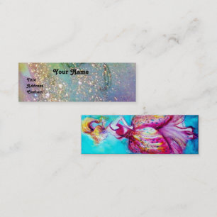 YOUNG GIRL BEAUTY FASHION Blue Green Sparkles Mini Business Card